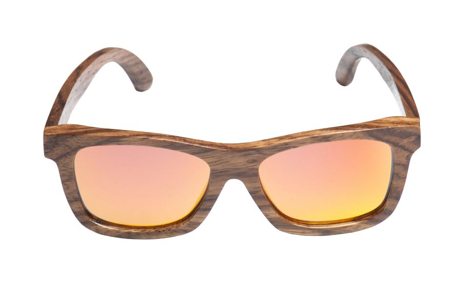 Gafas de sol de madera Natural de Zebra & Orange lens