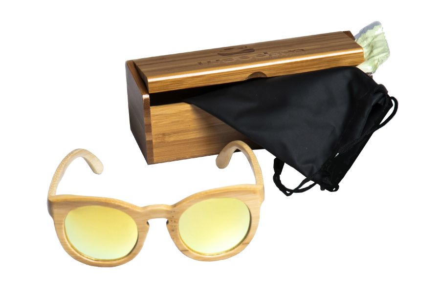 Gafas de sol de madera Natural bamboo & yellow lens