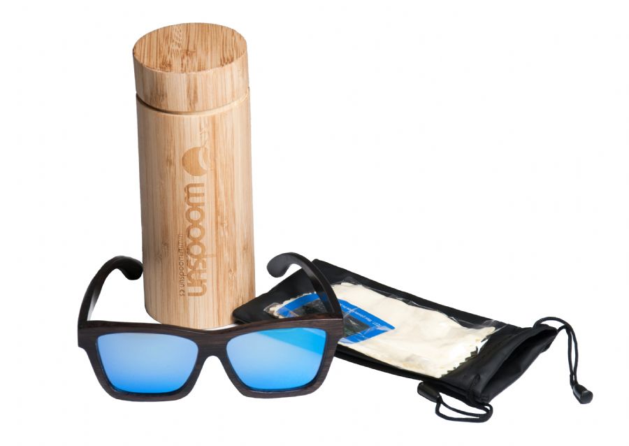  Gafas de sol de madera Natural Painted  de Bambú  &  Blue lens barata 