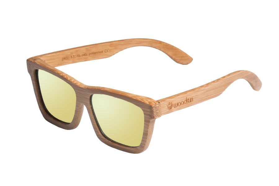  Gafas de sol de madera Natural Carbonized  de Bambú  &  Yellow lens