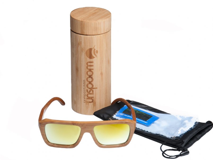 Gafas de sol de madera Natural Carbonized  de Bambú  & Yellow lens