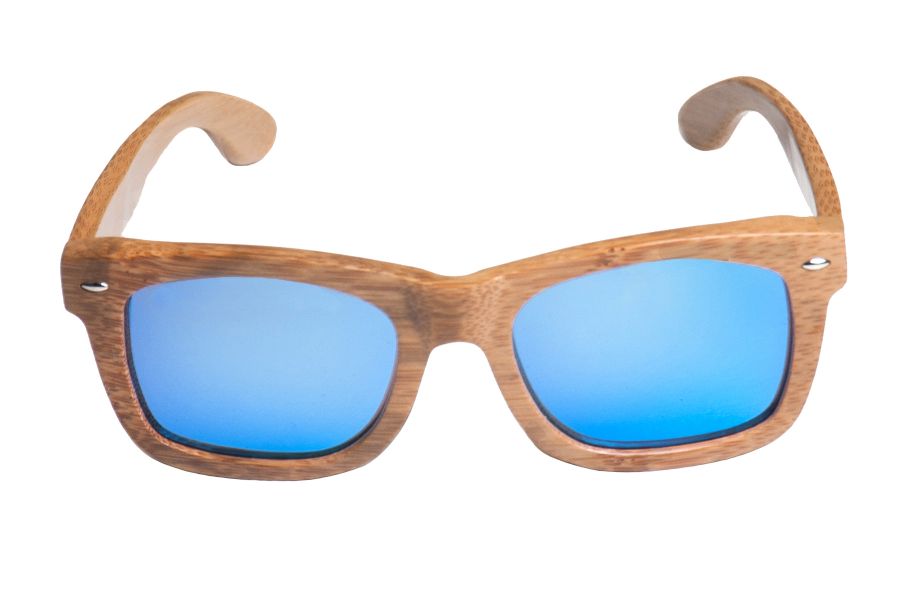 Gafas de sol de madera Natural Carbonized de Bambú  & Blue lens