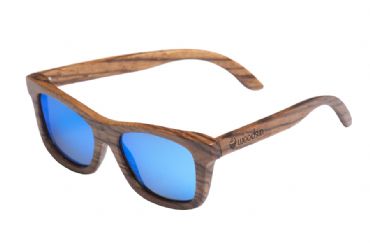 Gafas de sol de madera Natural de Zebra  & Blue lens