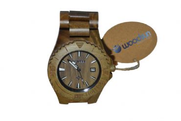 Reloj de madera redondo y madera verdosa unisex