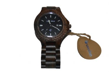 Reloj de madera redondo y madera marrón oscura hombre