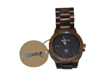 Reloj de madera redondo y madera marrón oscura hombre