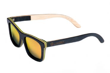 Gafas de sol de madera Natural de patín grey & Orange lens