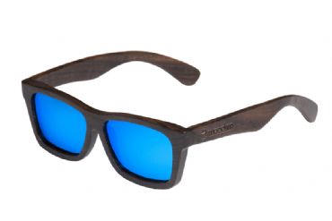 Gafas de sol de madera Natural Painted de ebony  & Blue lens